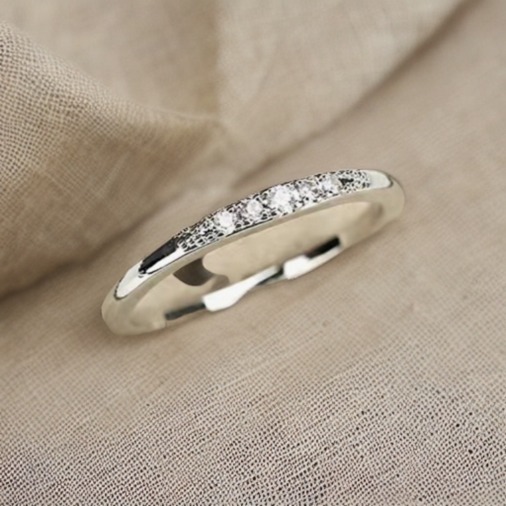 Silver Plated Zircon Diamond Ring in Gold and Silver